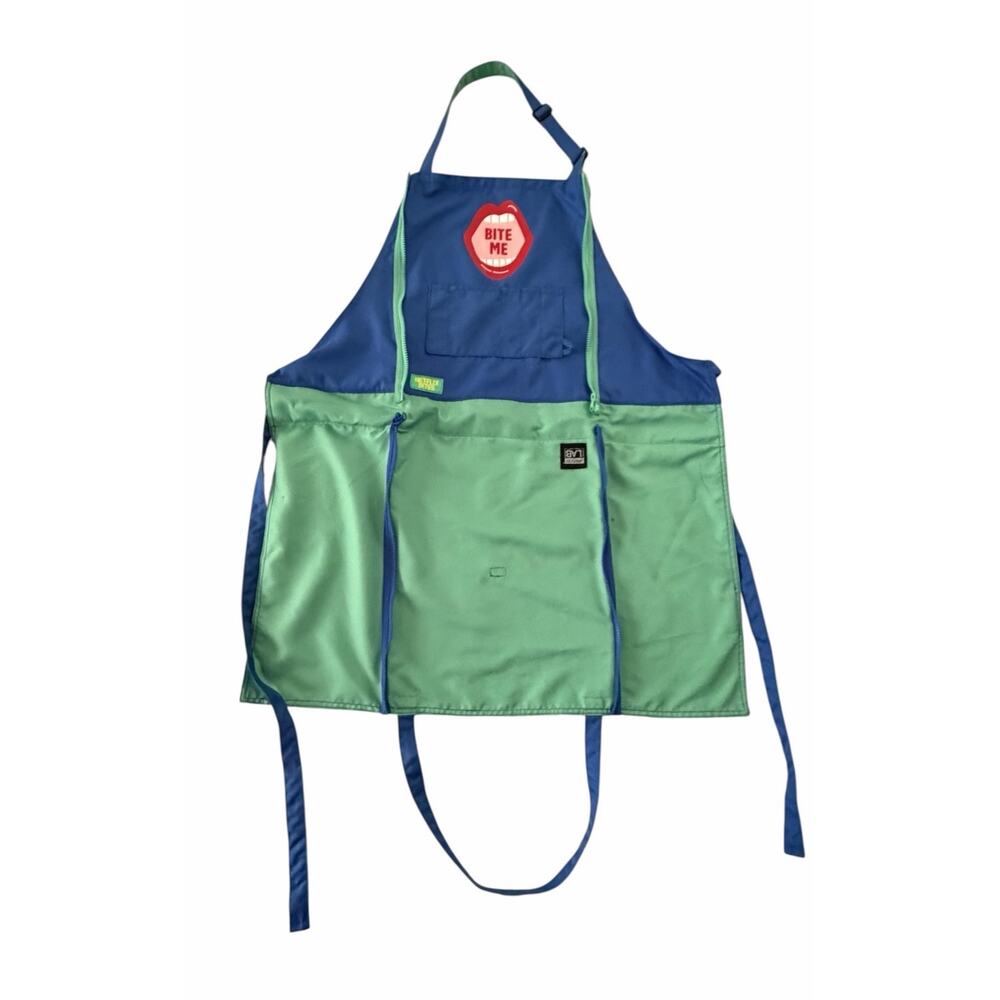 NETFLIX BITES Apron Bag Uprisers Lab Turquoise Blue Exclusive Promo Bite Me‎